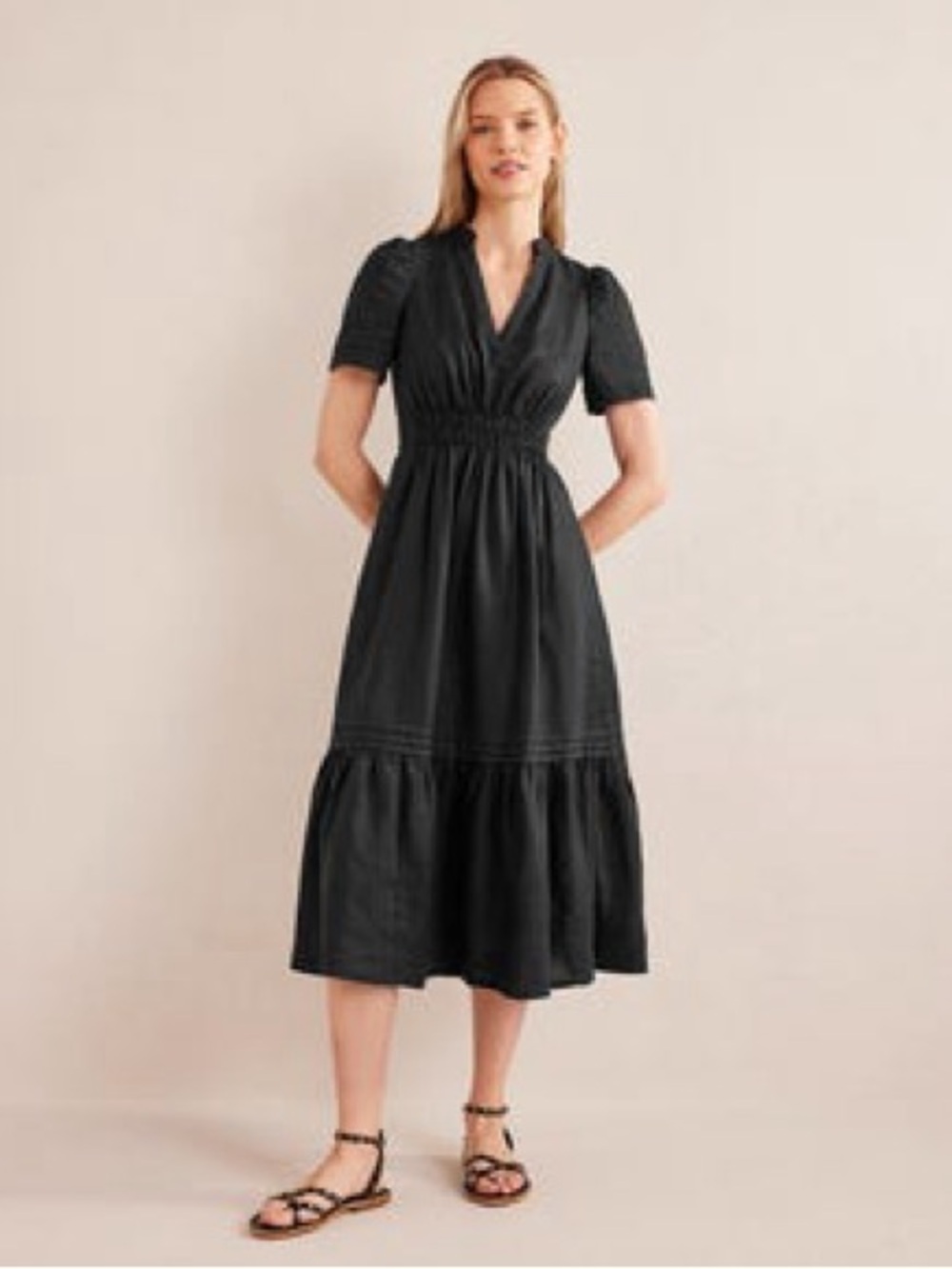 Boden Pintuck Detail Midi Dress (Petite)